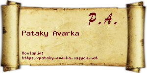 Pataky Avarka névjegykártya